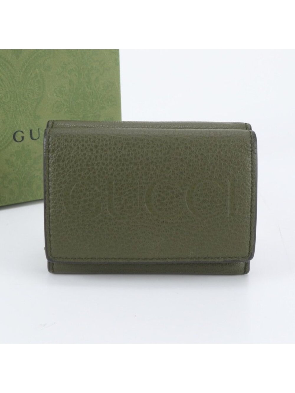 Gucci Leather Trifold Wallet Compact Zip Around
